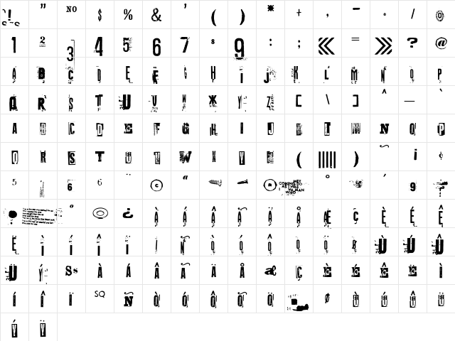 Octopus Regular  glyph index