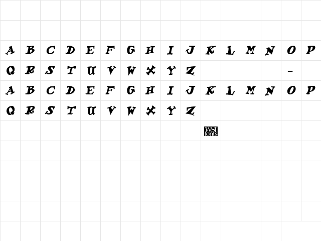 KoolKapsDisplay Bold Italic  glyph index