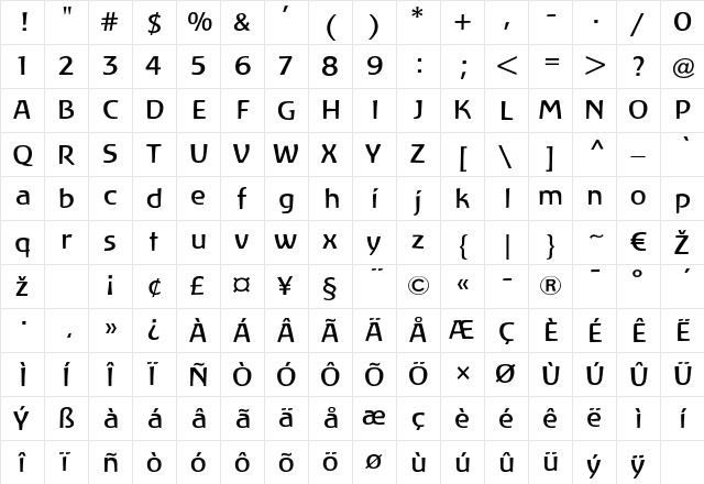 LTAtlantis Regular  glyph index