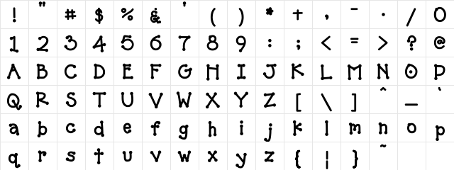 DJ Chunky Regular  glyph index