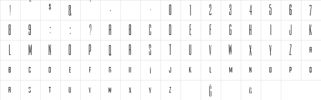 TrSah Rothman Plain  glyph index