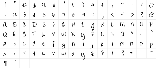 Harvard Regular  glyph index
