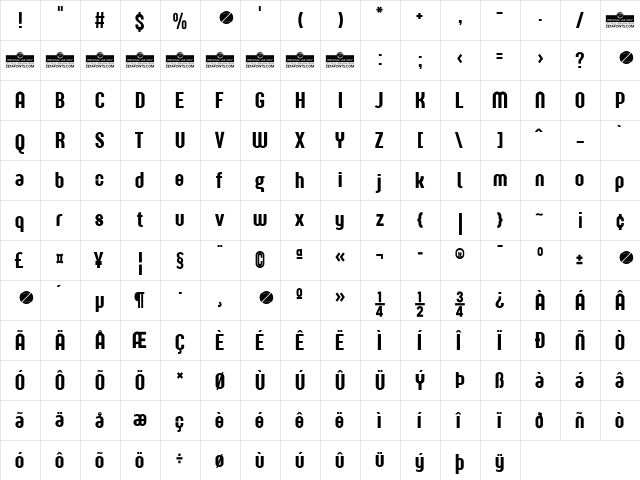 Sugo Pro Display Trial Regular  glyph index