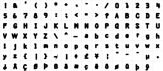 Bantarbj Heavy  glyph index