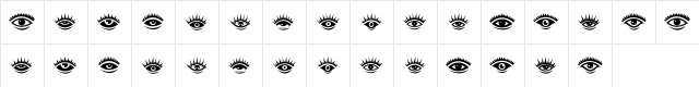 Eyez Regular  glyph index