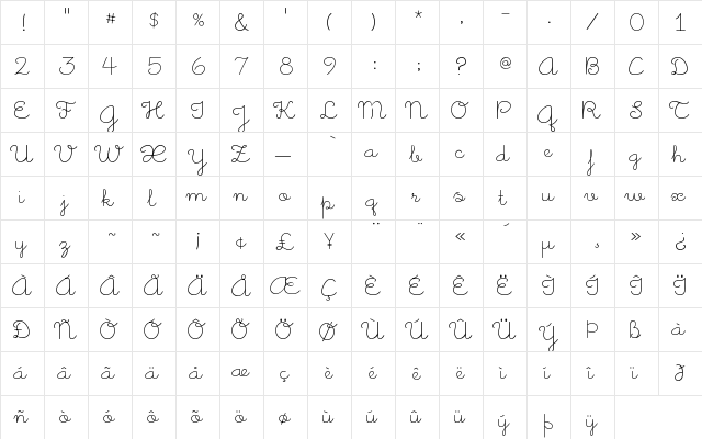 Little Days Alt Regular  glyph index