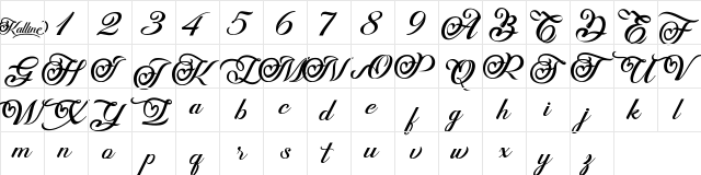 Kalline Regular  glyph index