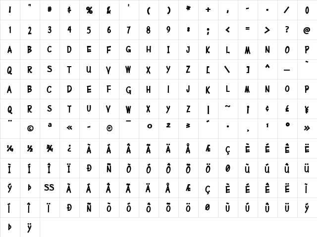 Mufferaw Cnd Bold  glyph index