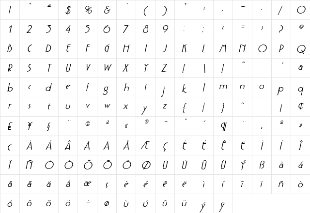 Gouge Oblique  glyph index