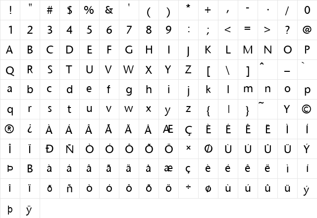 FZ BASIC 25 Normal  glyph index