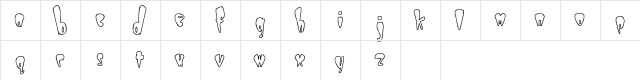 Taper Regular  glyph index