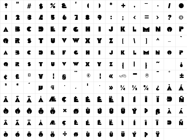 Baby Teeth Regular  glyph index