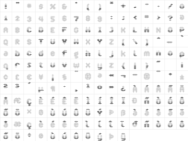 Overcross ExtraLight  glyph index