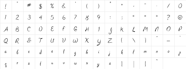 LD Scriptive Regular  glyph index