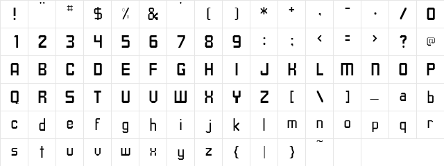 TavisSSK Regular  glyph index
