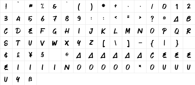 Urban Retro Regular  glyph index