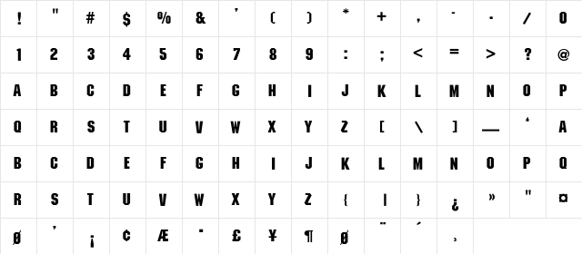 Roughed-Light Regular  glyph index