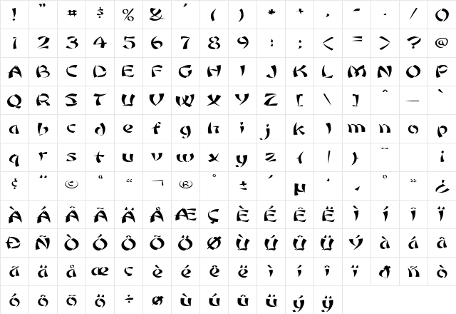 FZ UNIQUE 22 EX Normal  glyph index