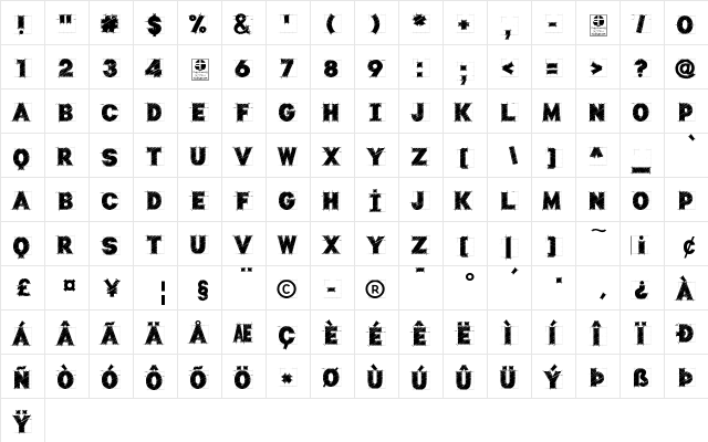 Typo Draft Demo Regular  glyph index