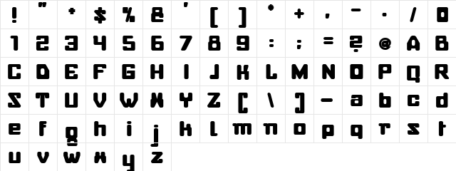 PC Mallow Regular  glyph index