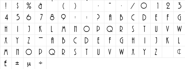 AprilleDisplayCapsSSK Regular  glyph index