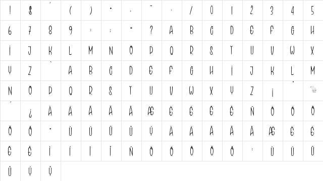Speak Easy Regular  glyph index
