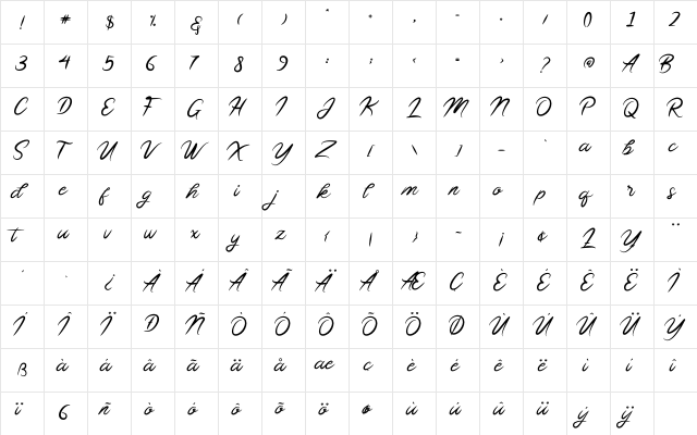 Sollasy Regular  glyph index