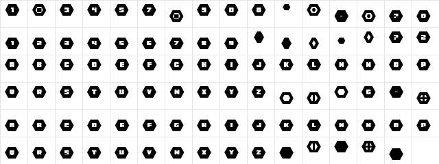 HeXkEy Solid Expanded Regular  glyph index
