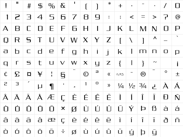 Julius Regular  glyph index