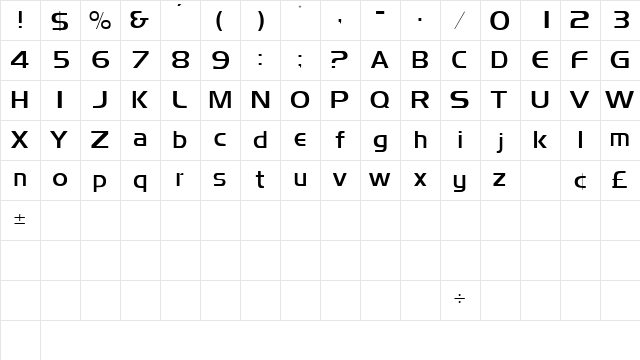 SimplixSSK Regular  glyph index