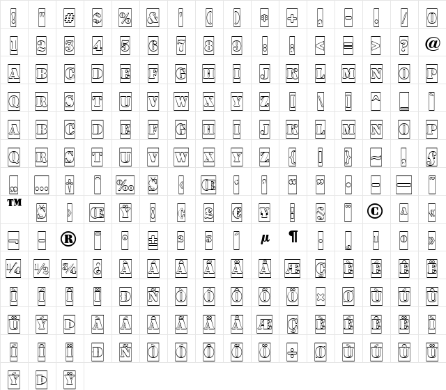 a_DodgerCmOtl Regular  glyph index