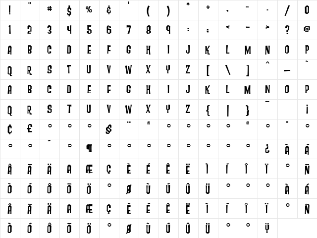 FinkSans Regular  glyph index