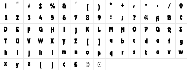 RoostHeavy Cn Regular  glyph index