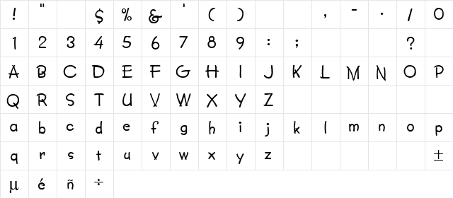 Lumparsky Regular  glyph index