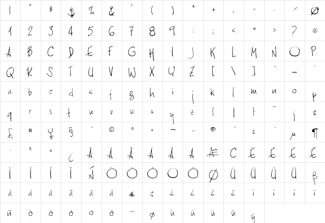 Ebu Regular  glyph index