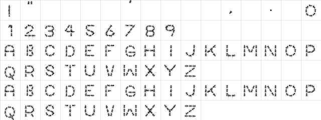 Blocky Regular  glyph index