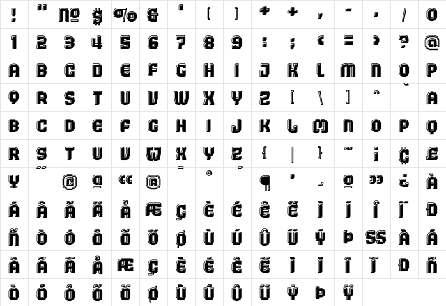 Judgement BlackHighlight  glyph index