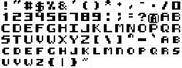 8-bit HUD Regular  glyph index