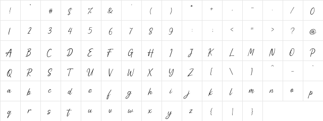 Adelliya Regular  glyph index