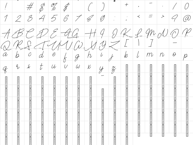 Frayhord Personal Use Regular  glyph index