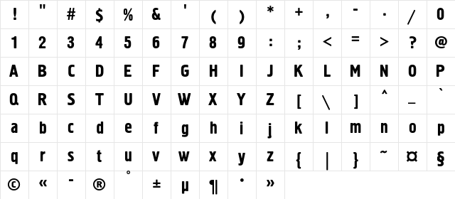 HermesC Regular  glyph index