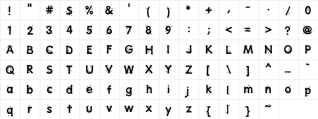 DJ Bang Regular  glyph index