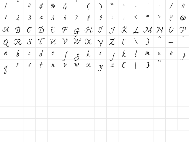 PC Stone Script Regular  glyph index