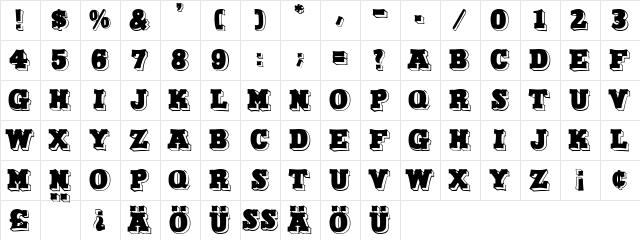 Duo Dunkel Regular  glyph index