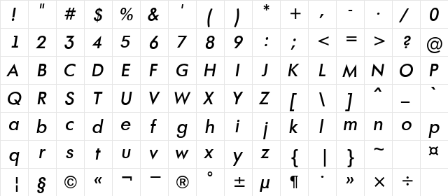 a_FuturaOrtoLt BoldItalic  glyph index