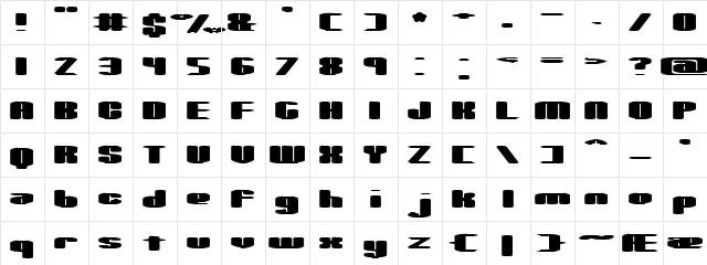 Spacious (BRK) Regular  glyph index