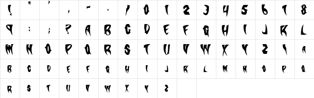 SlasherCondensed Bold  glyph index