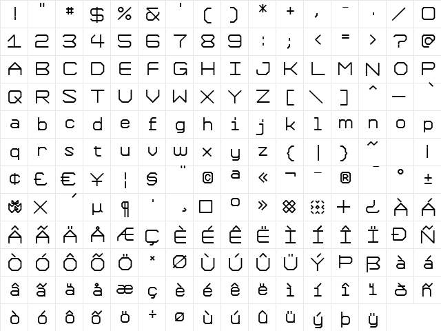 Formation Bold  glyph index