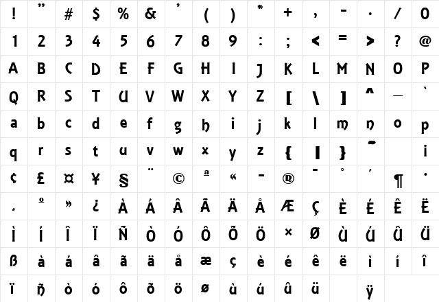 Estelle Regular  glyph index