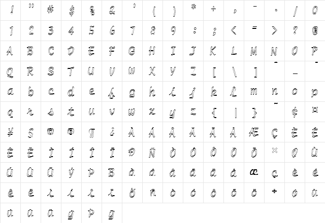 FZ HAND 20 HOLLOW Normal  glyph index